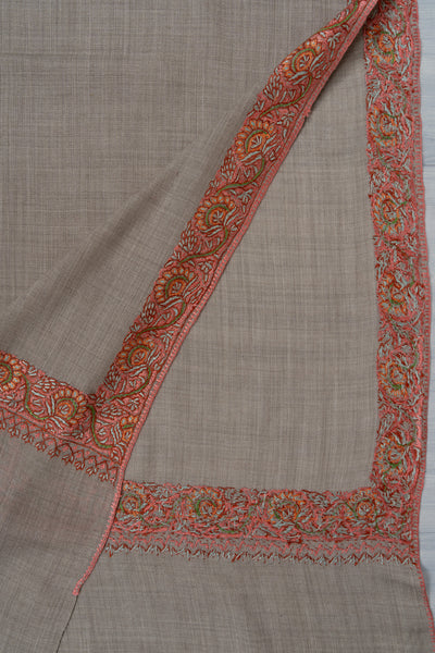 Sandstone Whisper — 2.5 Yards Sozni Hand-Embroidered Shawl