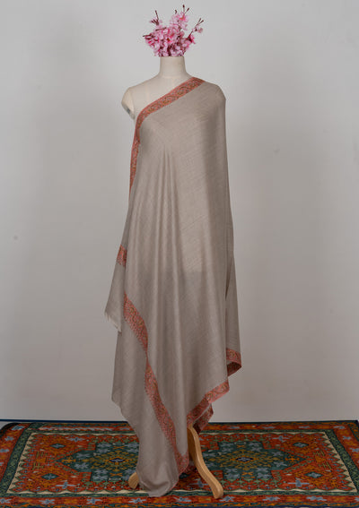 Sandstone Whisper — 2.5 Yards Sozni Hand-Embroidered Shawl