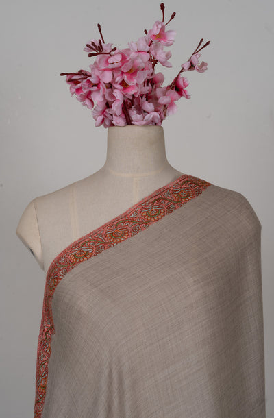 Sandstone Whisper — 2.5 Yards Sozni Hand-Embroidered Shawl
