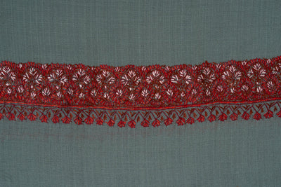 Misty Sage — 2.5 Yards Sozni Hand-Embroidered Shawl