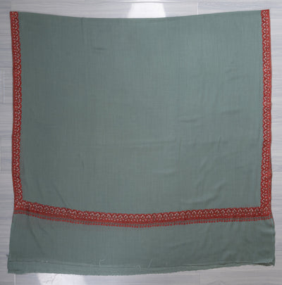 Misty Sage — 2.5 Yards Sozni Hand-Embroidered Shawl