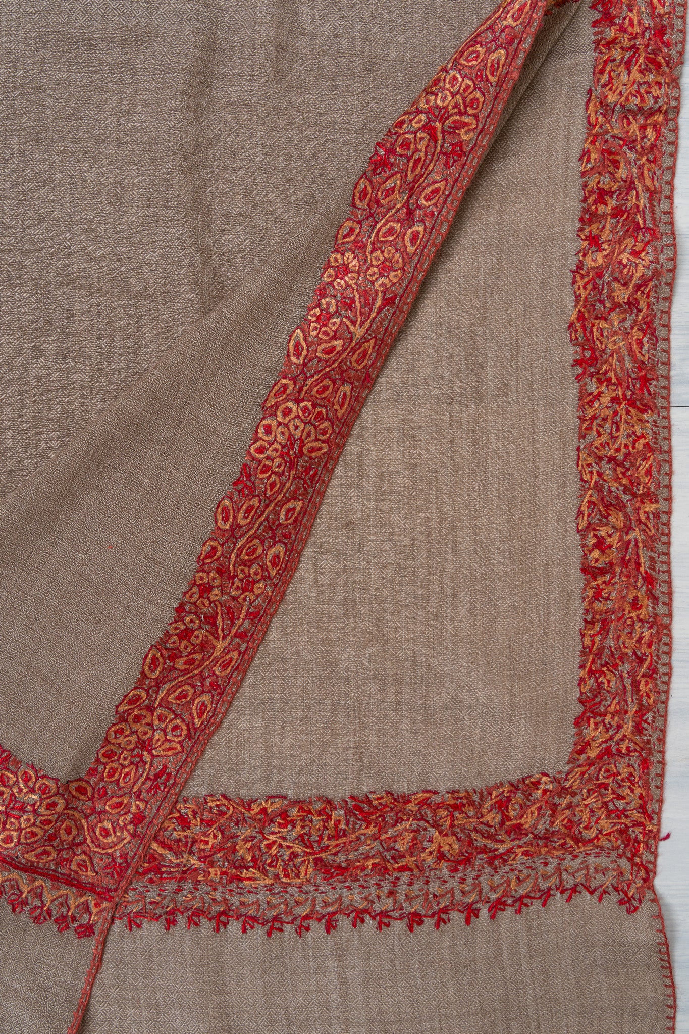 Desert Glow — 2.5 Yards Sozni Hand-Embroidered Shawl