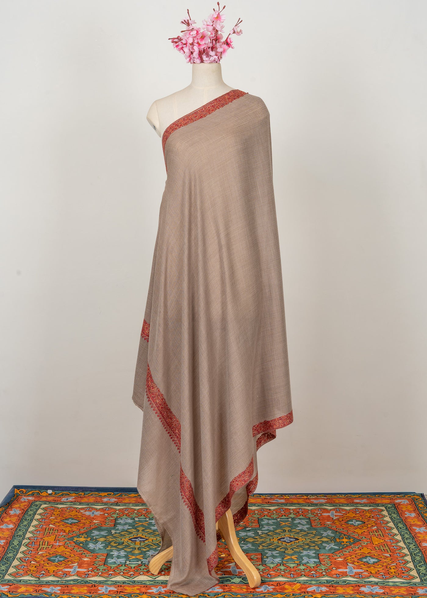 Desert Glow — 2.5 Yards Sozni Hand-Embroidered Shawl