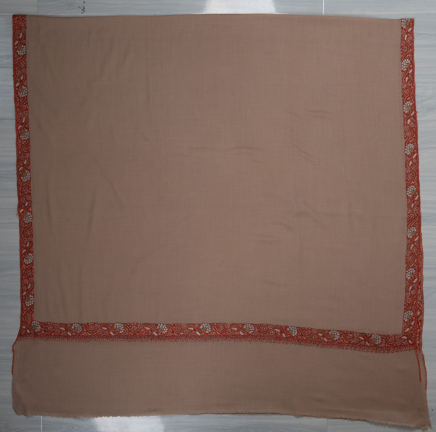 Almond Blush — 2.5 Yards Sozni Hand-Embroidered Shawl