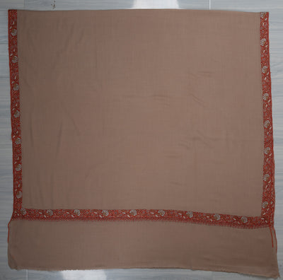 Almond Blush — 2.5 Yards Sozni Hand-Embroidered Shawl