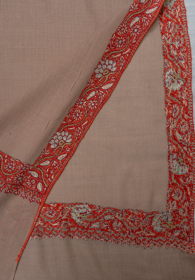 Almond Blush — 2.5 Yards Sozni Hand-Embroidered Shawl