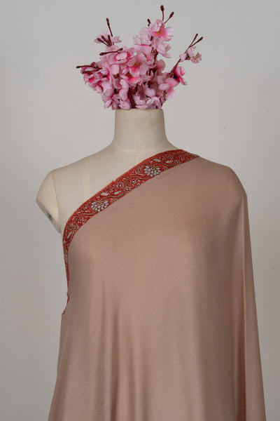 Almond Blush — 2.5 Yards Sozni Hand-Embroidered Shawl
