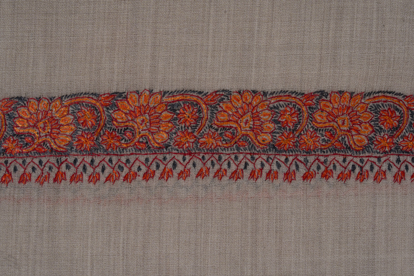 Ivory Drift — 2.5 Yards Sozni Hand-Embroidered Shawl