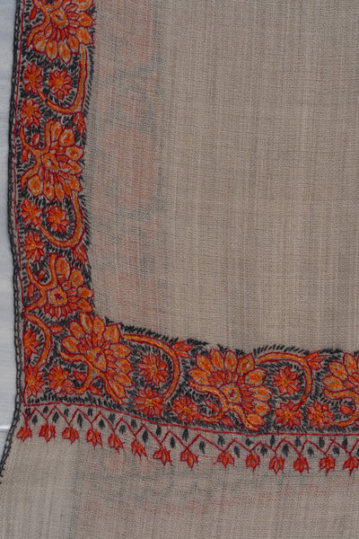 Ivory Drift — 2.5 Yards Sozni Hand-Embroidered Shawl