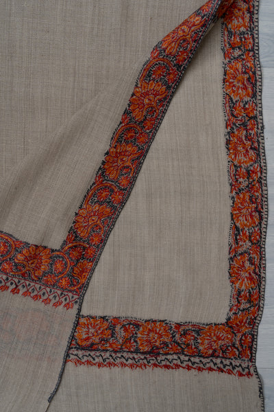 Ivory Drift — 2.5 Yards Sozni Hand-Embroidered Shawl