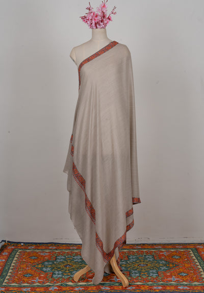 Ivory Drift — 2.5 Yards Sozni Hand-Embroidered Shawl