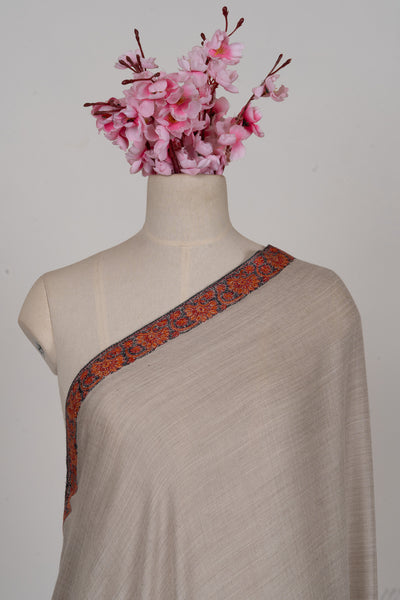 Ivory Drift — 2.5 Yards Sozni Hand-Embroidered Shawl