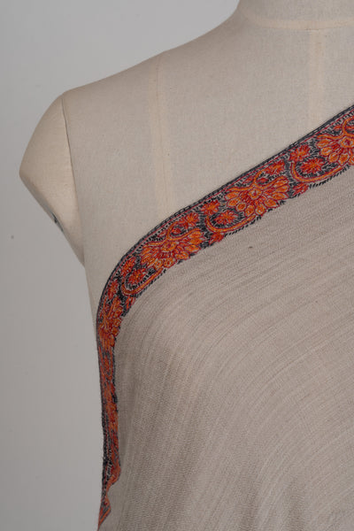 Ivory Drift — 2.5 Yards Sozni Hand-Embroidered Shawl