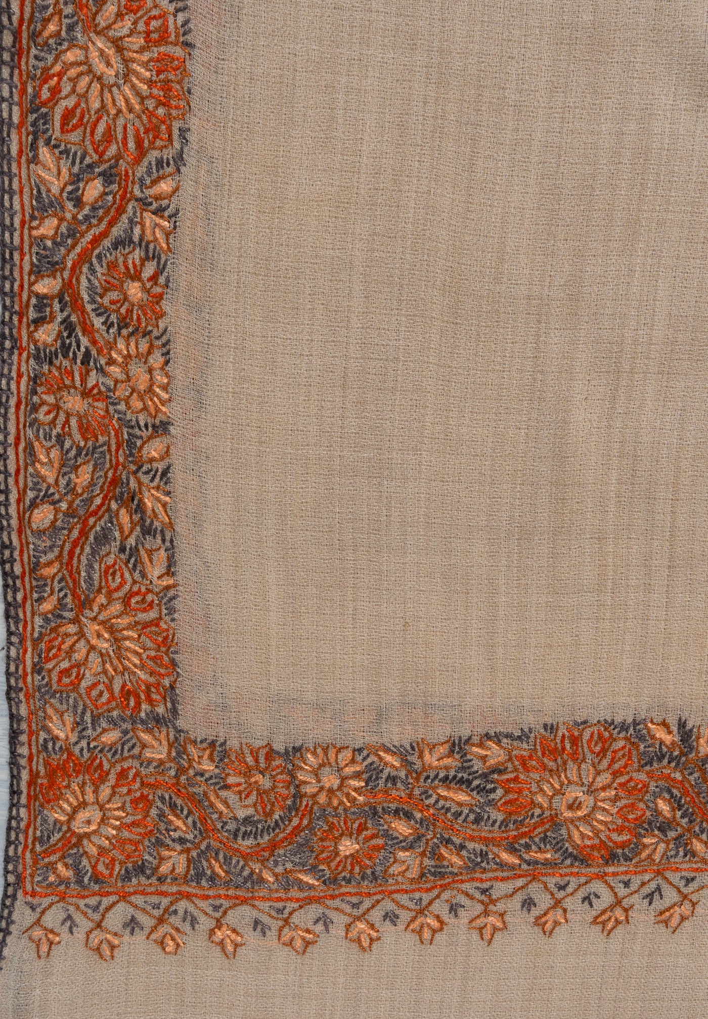 Honey Sand — 2.5 Yards Sozni Hand-Embroidered Shawl