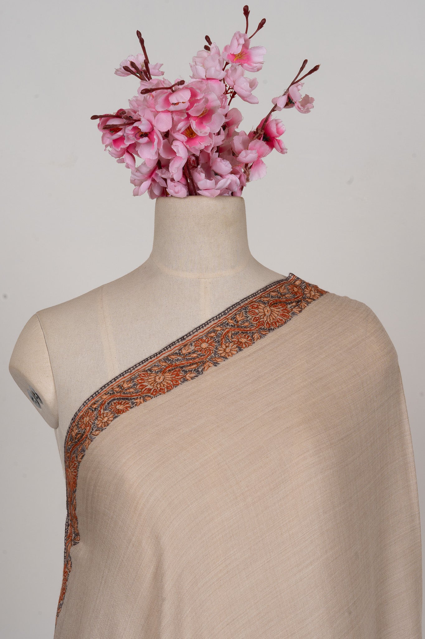 Honey Sand — 2.5 Yards Sozni Hand-Embroidered Shawl