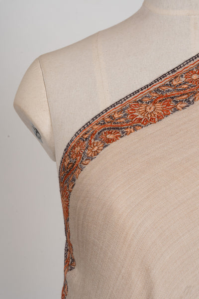Honey Sand — 2.5 Yards Sozni Hand-Embroidered Shawl