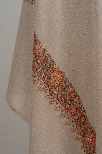 Honey Sand — 2.5 Yards Sozni Hand-Embroidered Shawl