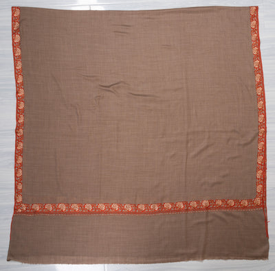 Mocha Whisper — 2.5 Yards Sozni Hand-Embroidered Shawl