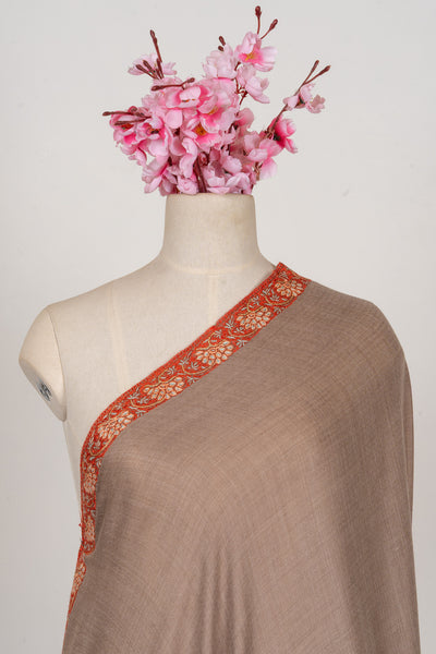 Mocha Whisper — 2.5 Yards Sozni Hand-Embroidered Shawl