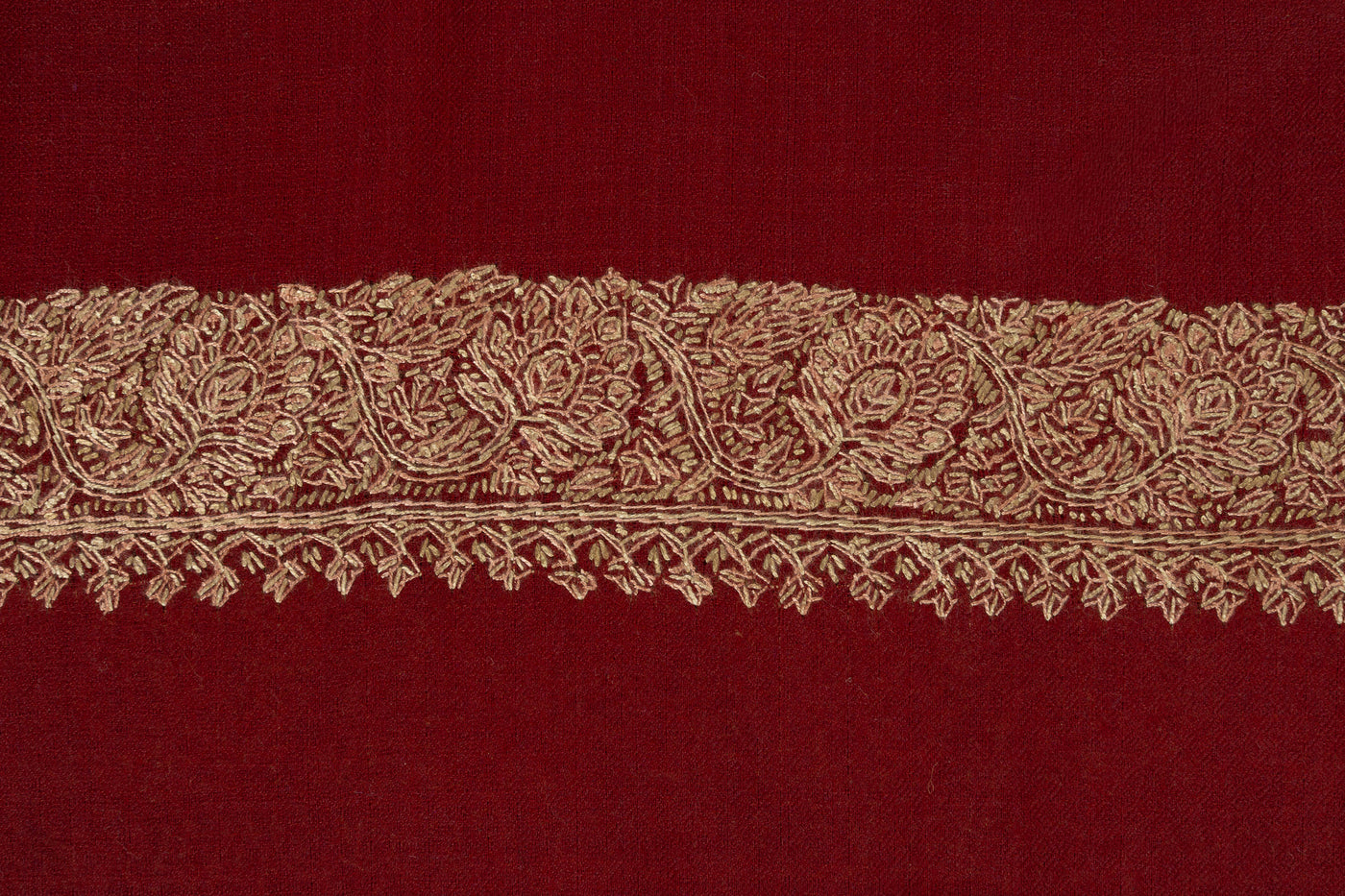 Crimson Aura — 2.5 Yards Sozni Hand-Embroidered Shawl