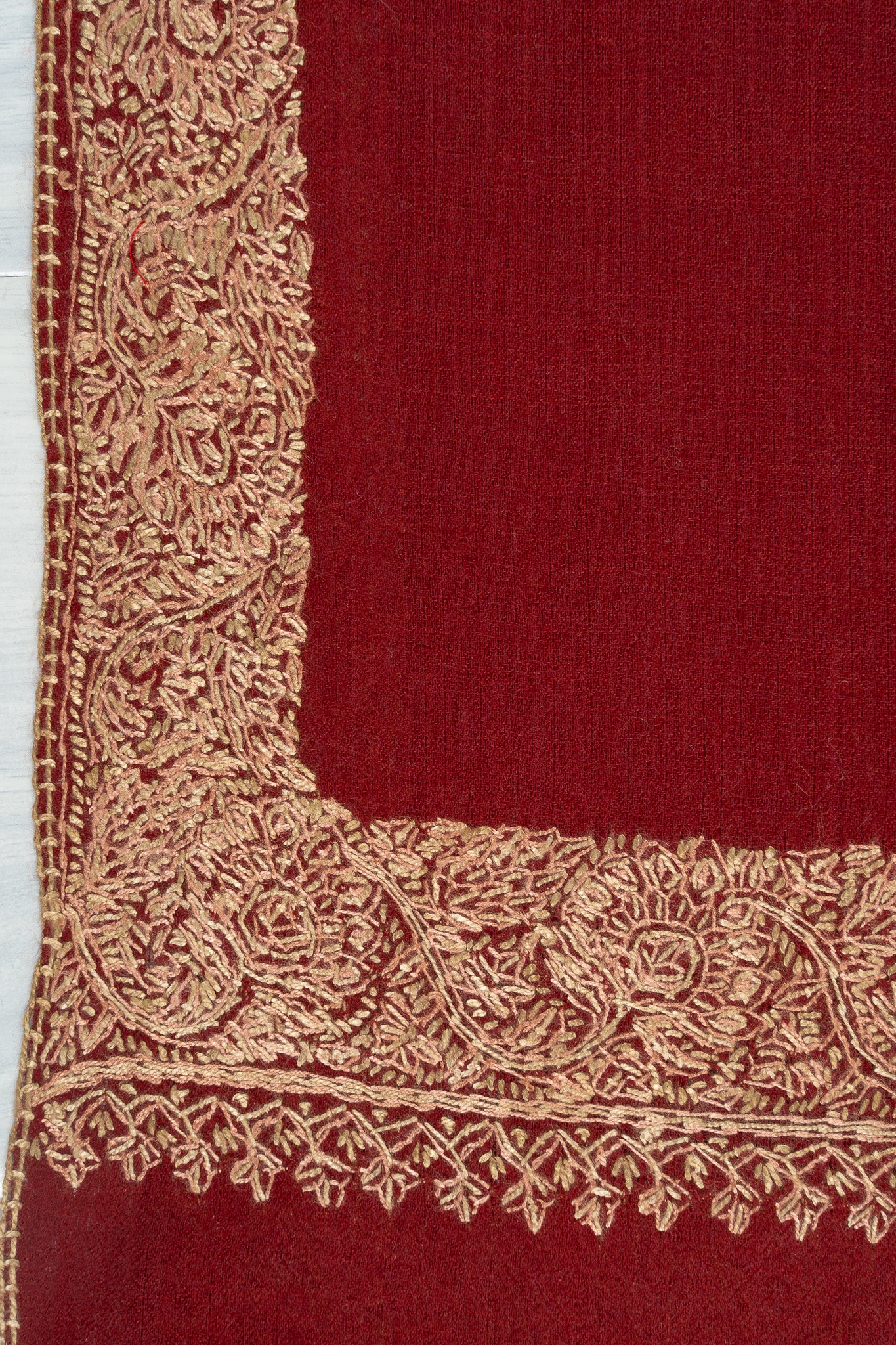 Crimson Aura — 2.5 Yards Sozni Hand-Embroidered Shawl