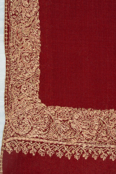 Crimson Aura — 2.5 Yards Sozni Hand-Embroidered Shawl