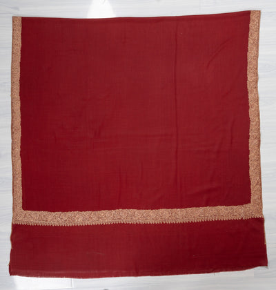Crimson Aura — 2.5 Yards Sozni Hand-Embroidered Shawl