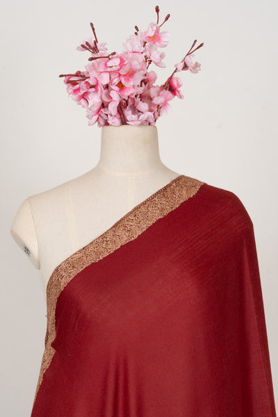 Crimson Aura — 2.5 Yards Sozni Hand-Embroidered Shawl