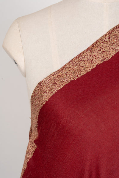 Crimson Aura — 2.5 Yards Sozni Hand-Embroidered Shawl