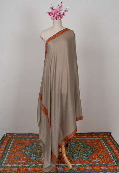 Claystone Calm — 2.5 Yards Sozni Hand-Embroidered Shawl