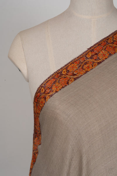 Claystone Calm — 2.5 Yards Sozni Hand-Embroidered Shawl