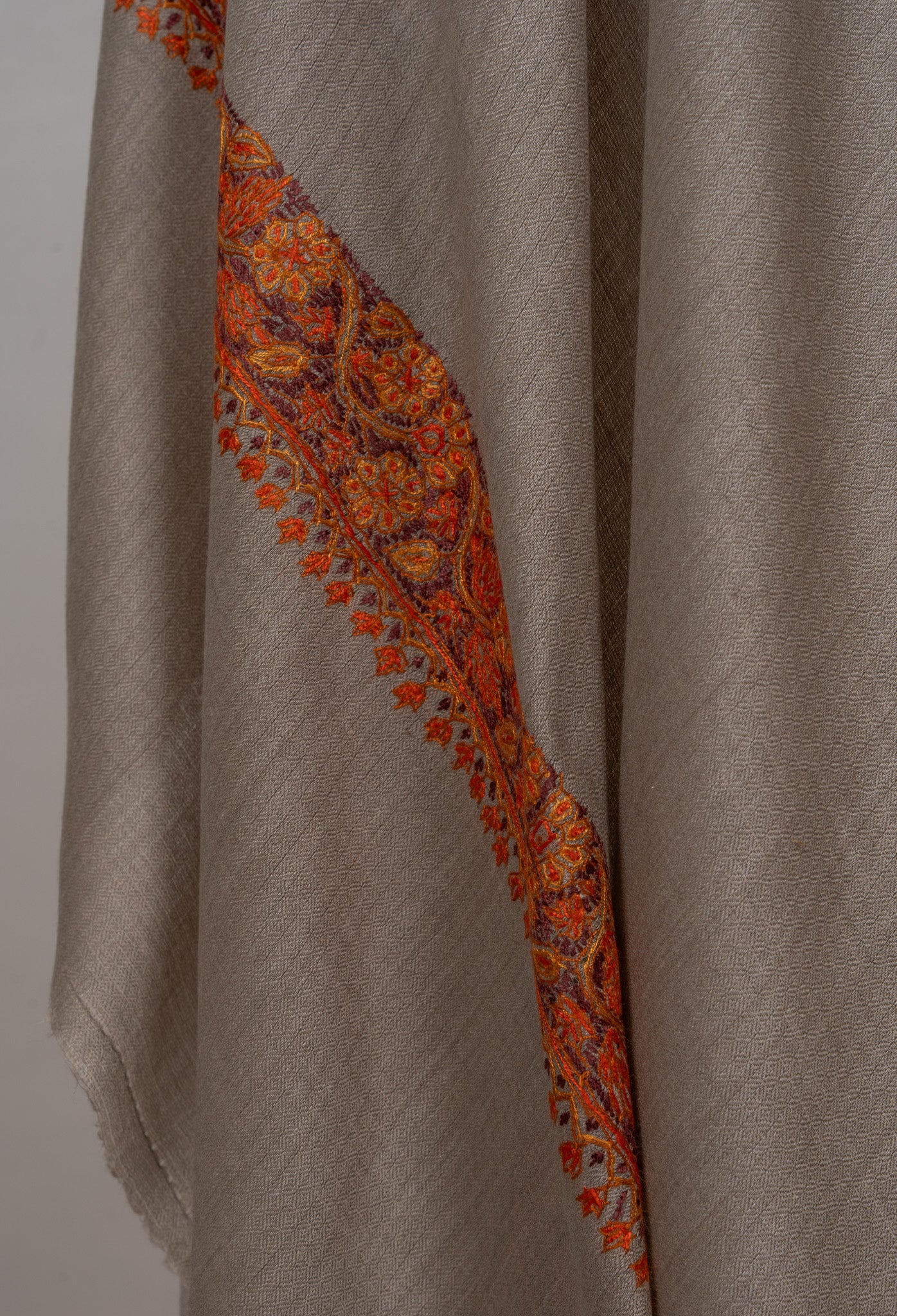 Claystone Calm — 2.5 Yards Sozni Hand-Embroidered Shawl