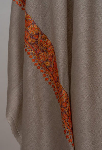 Claystone Calm — 2.5 Yards Sozni Hand-Embroidered Shawl
