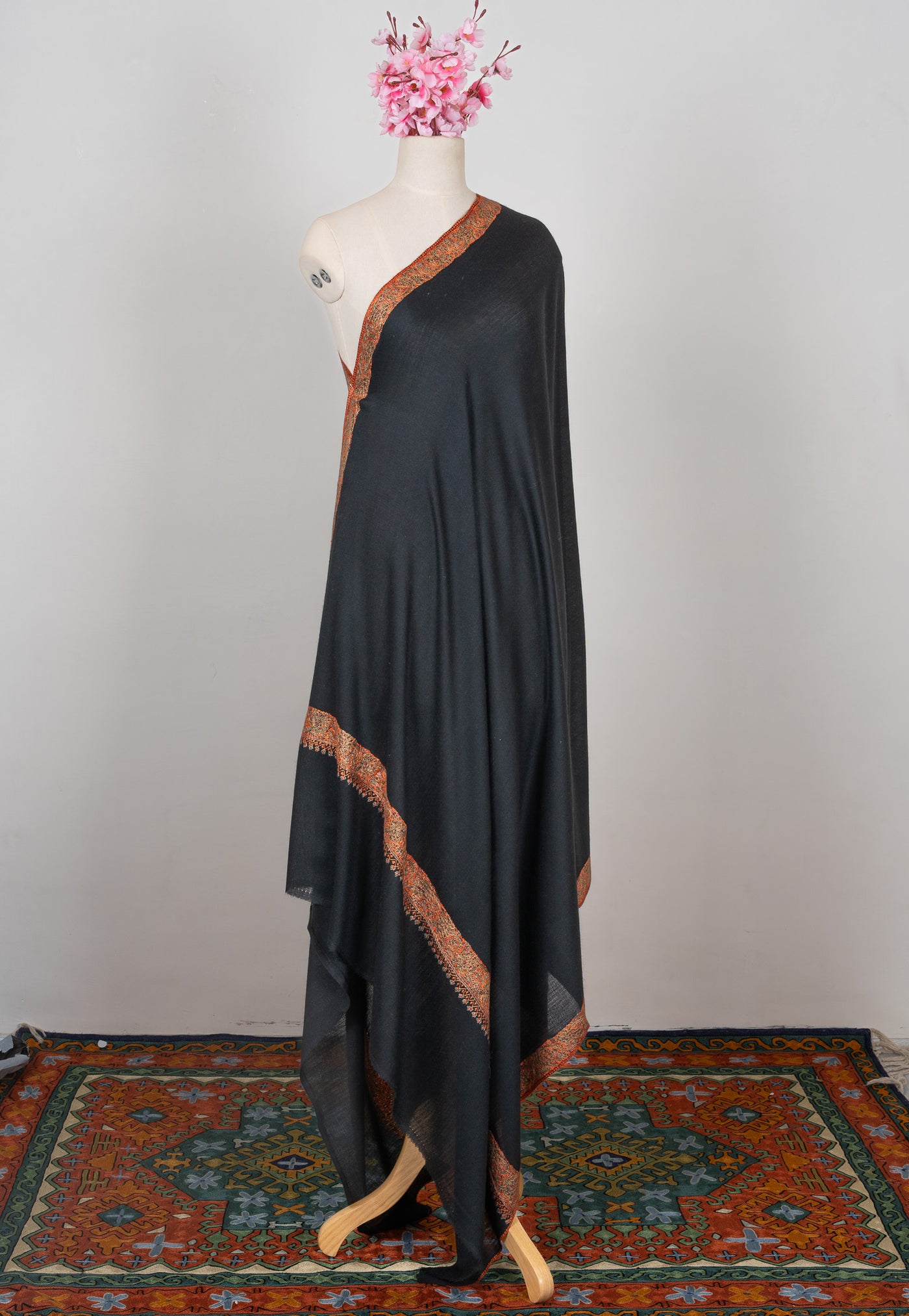 Noir Legacy — 2.5 Yards Sozni Hand-Embroidered Shawl