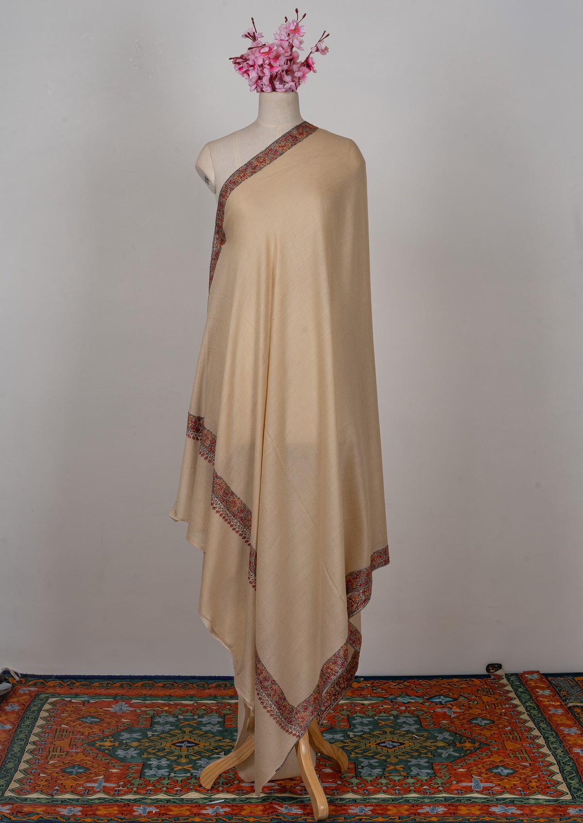 Golden Dusk — 2.5 Yards Sozni Hand-Embroidered Shawl