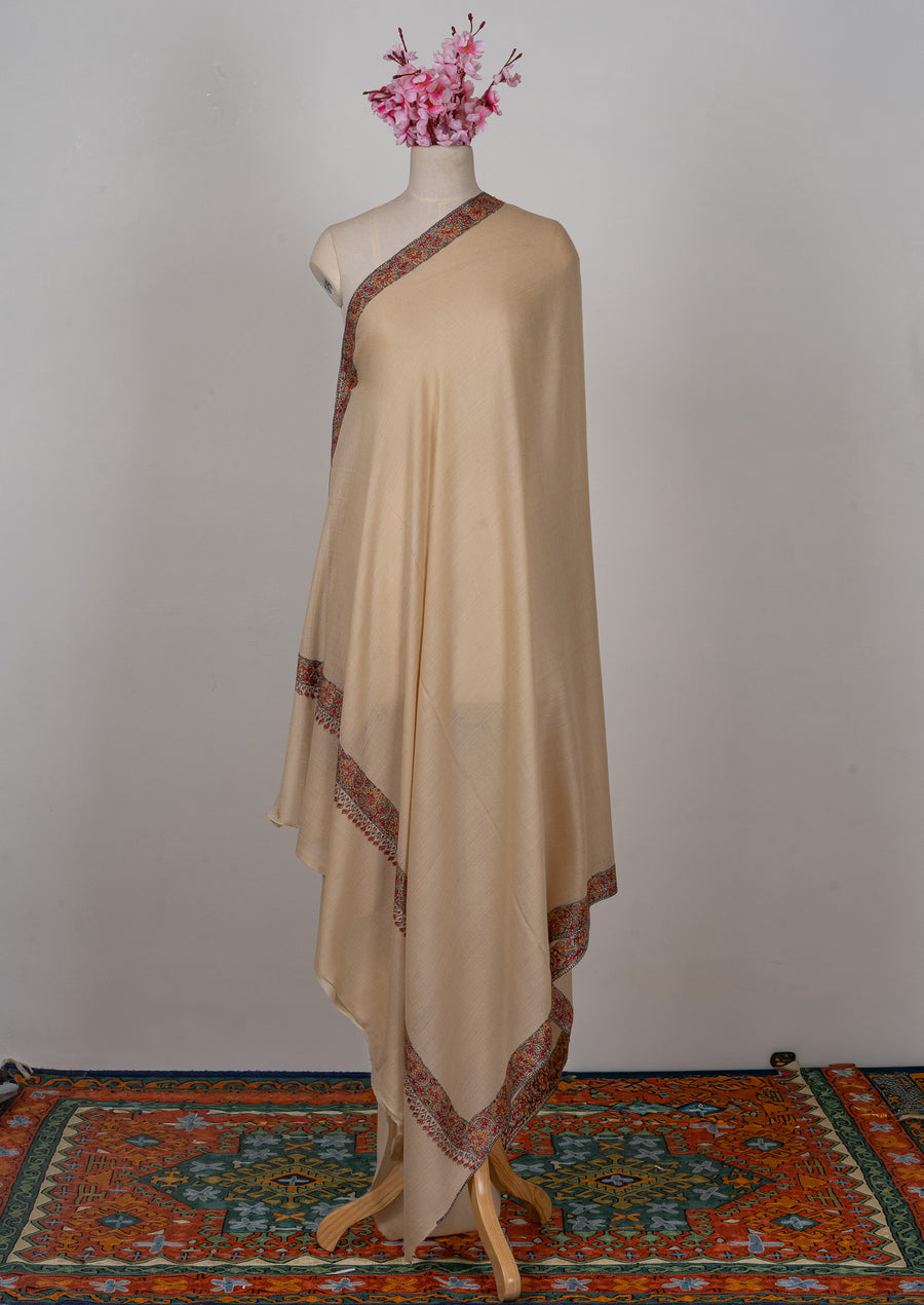 Golden Dusk — 2.5 Yards Sozni Hand-Embroidered Shawl