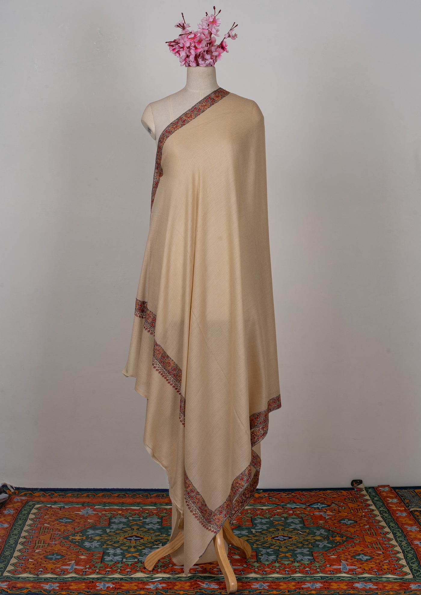 Golden Dusk — 2.5 Yards Sozni Hand-Embroidered Shawl