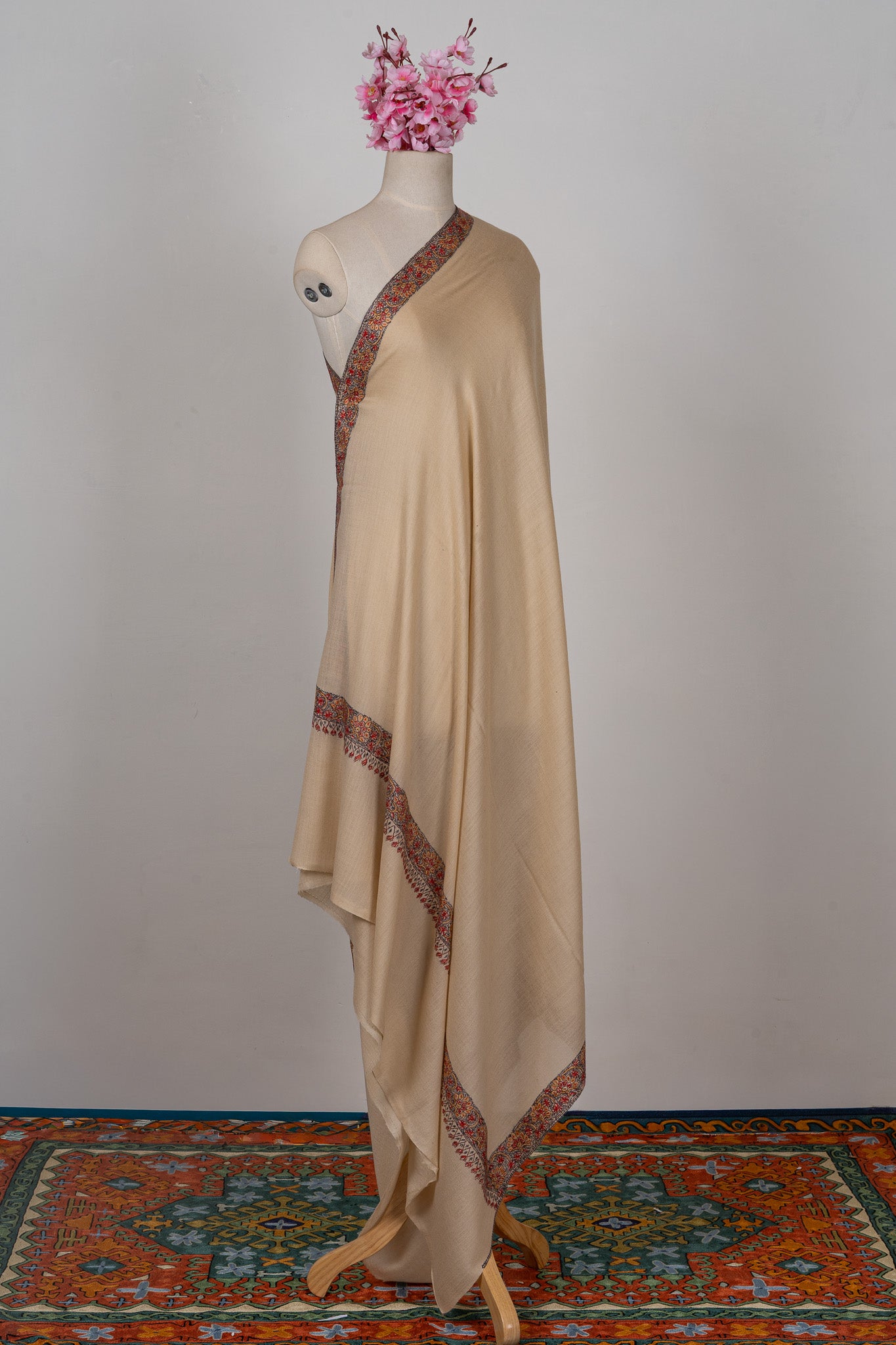 Golden Dusk — 2.5 Yards Sozni Hand-Embroidered Shawl