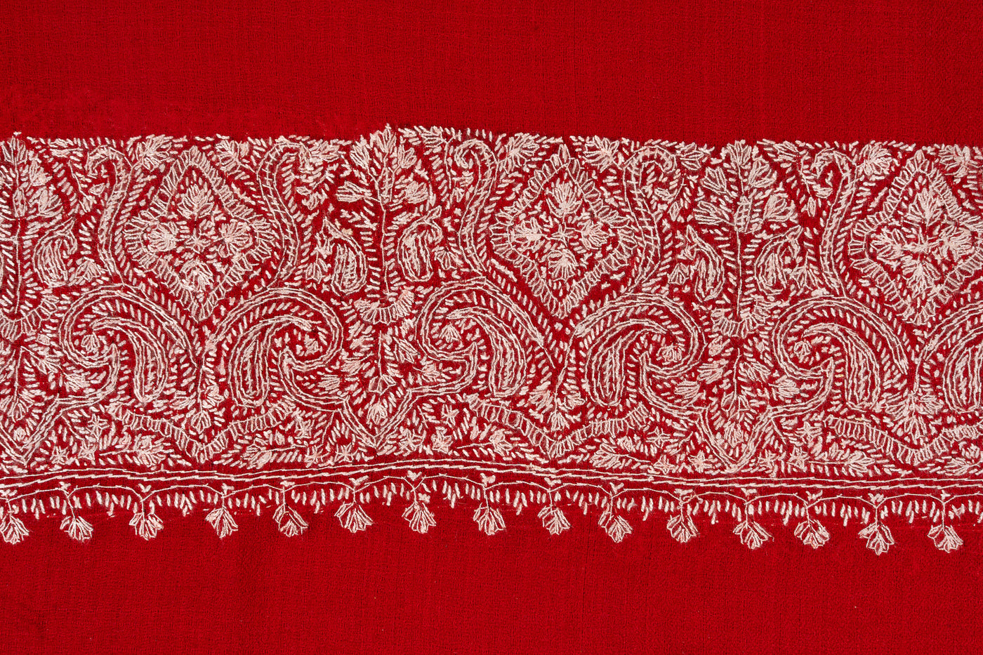 Scarlet Majesty — 2.5 Yards Sozni Hand-Embroidered Shawl