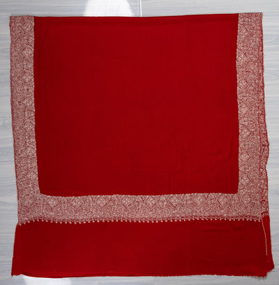Scarlet Majesty — 2.5 Yards Sozni Hand-Embroidered Shawl