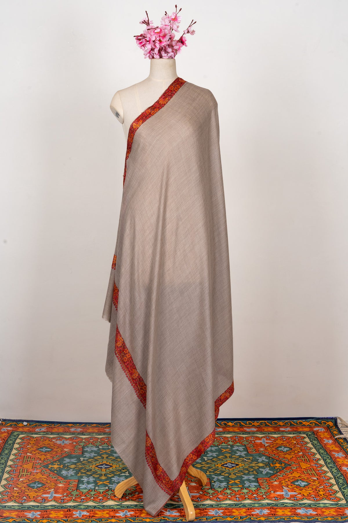 Desert Mirage — 2.5 Yards Sozni Hand-Embroidered Shawl