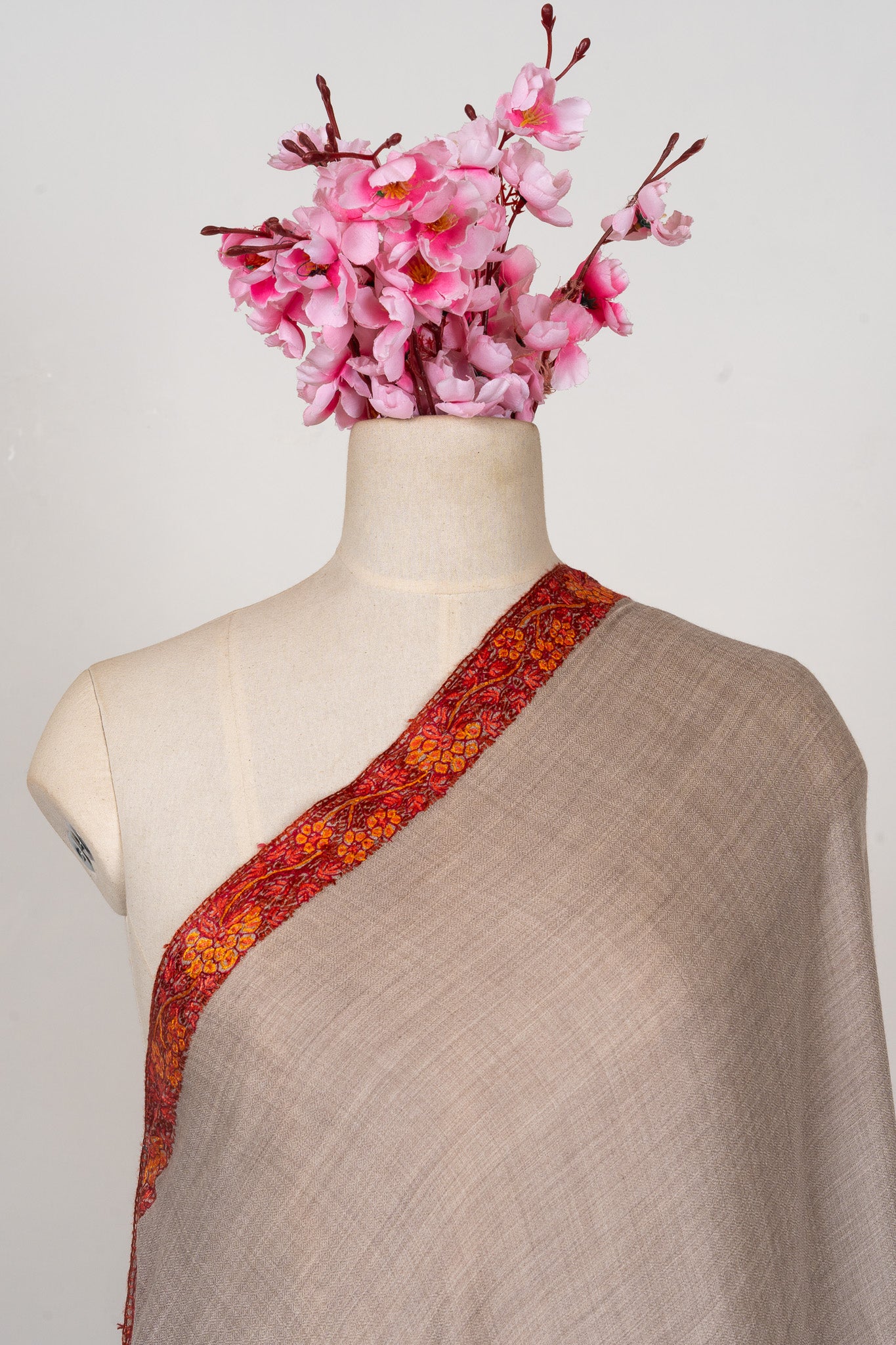 Desert Mirage — 2.5 Yards Sozni Hand-Embroidered Shawl