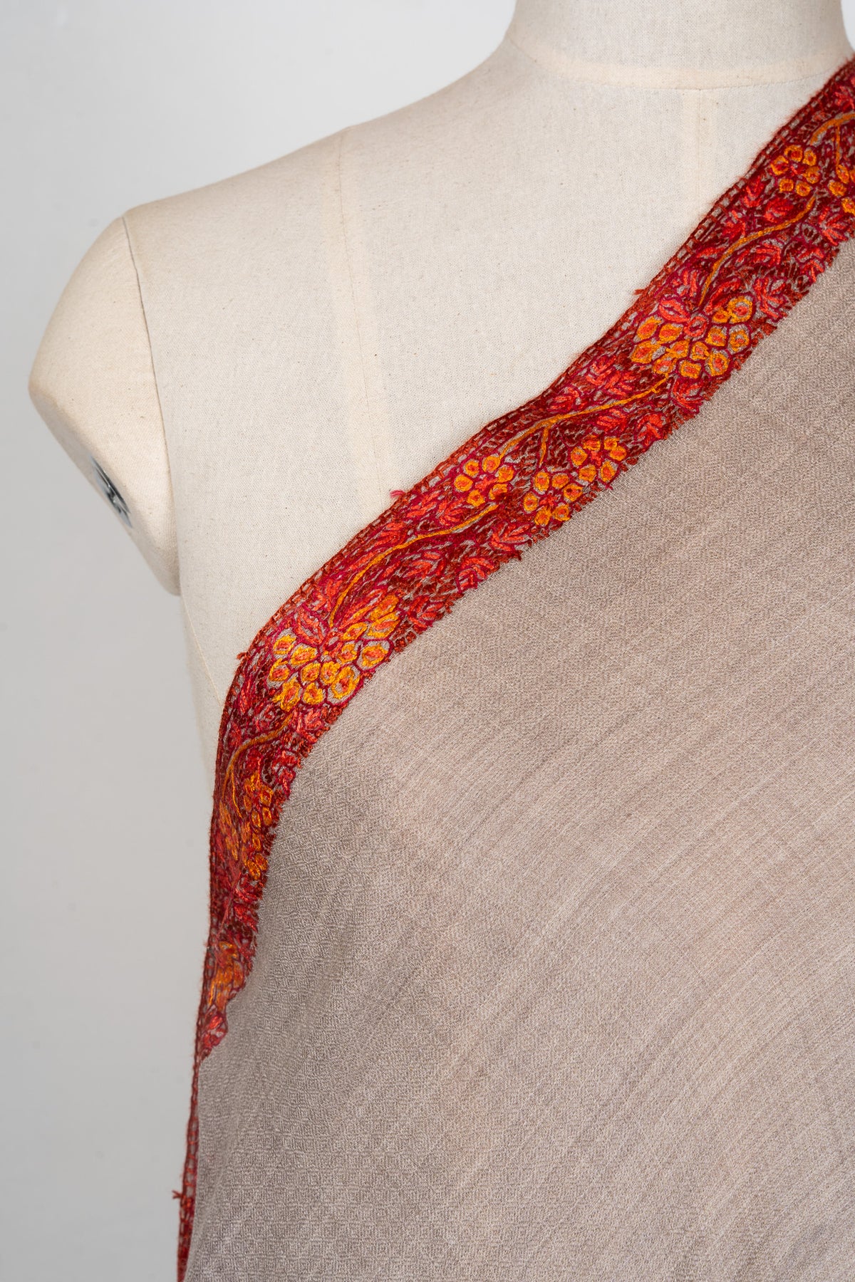 Desert Mirage — 2.5 Yards Sozni Hand-Embroidered Shawl