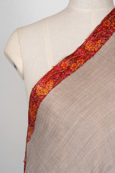 Desert Mirage — 2.5 Yards Sozni Hand-Embroidered Shawl