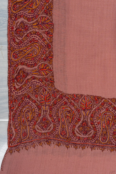 Rosewood Dream — 2.5 Yards Sozni Hand-Embroidered Shawl