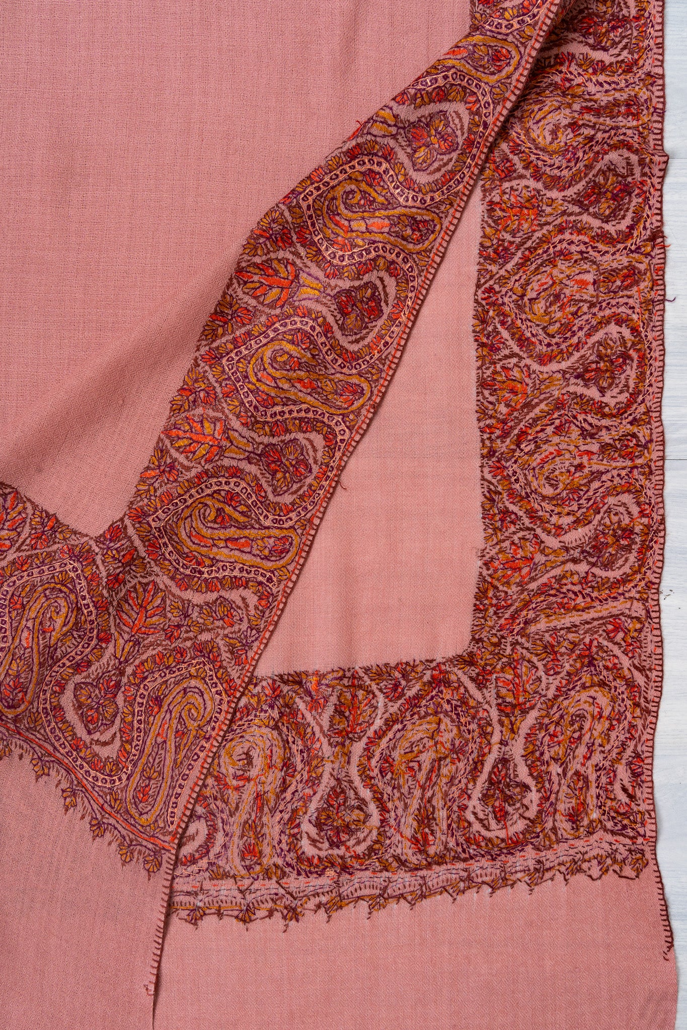Rosewood Dream — 2.5 Yards Sozni Hand-Embroidered Shawl