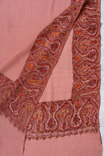 Rosewood Dream — 2.5 Yards Sozni Hand-Embroidered Shawl