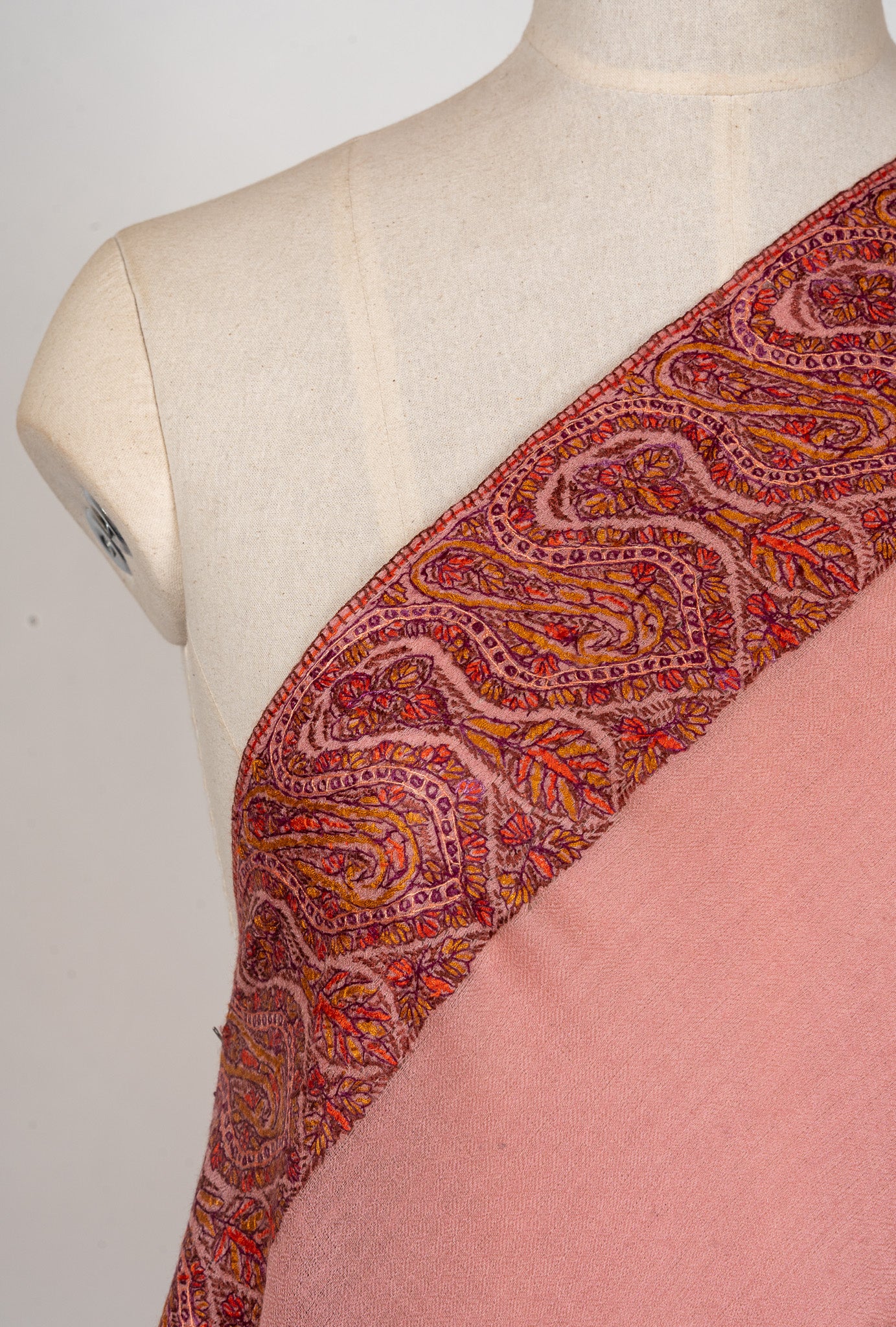 Rosewood Dream — 2.5 Yards Sozni Hand-Embroidered Shawl