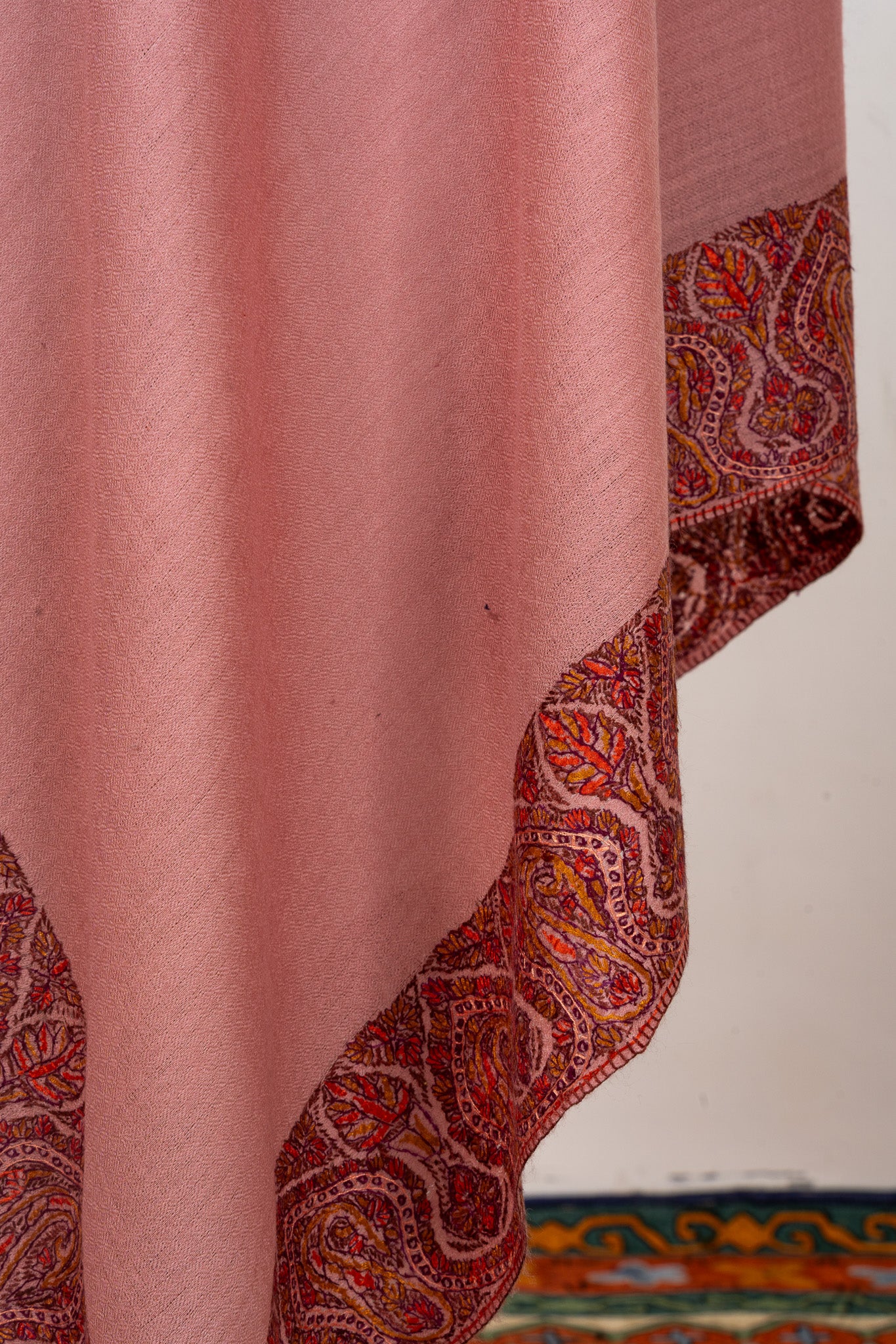 Rosewood Dream — 2.5 Yards Sozni Hand-Embroidered Shawl