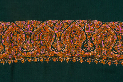 Emerald Poise — 2.5 Yards Sozni Hand-Embroidered Shawl